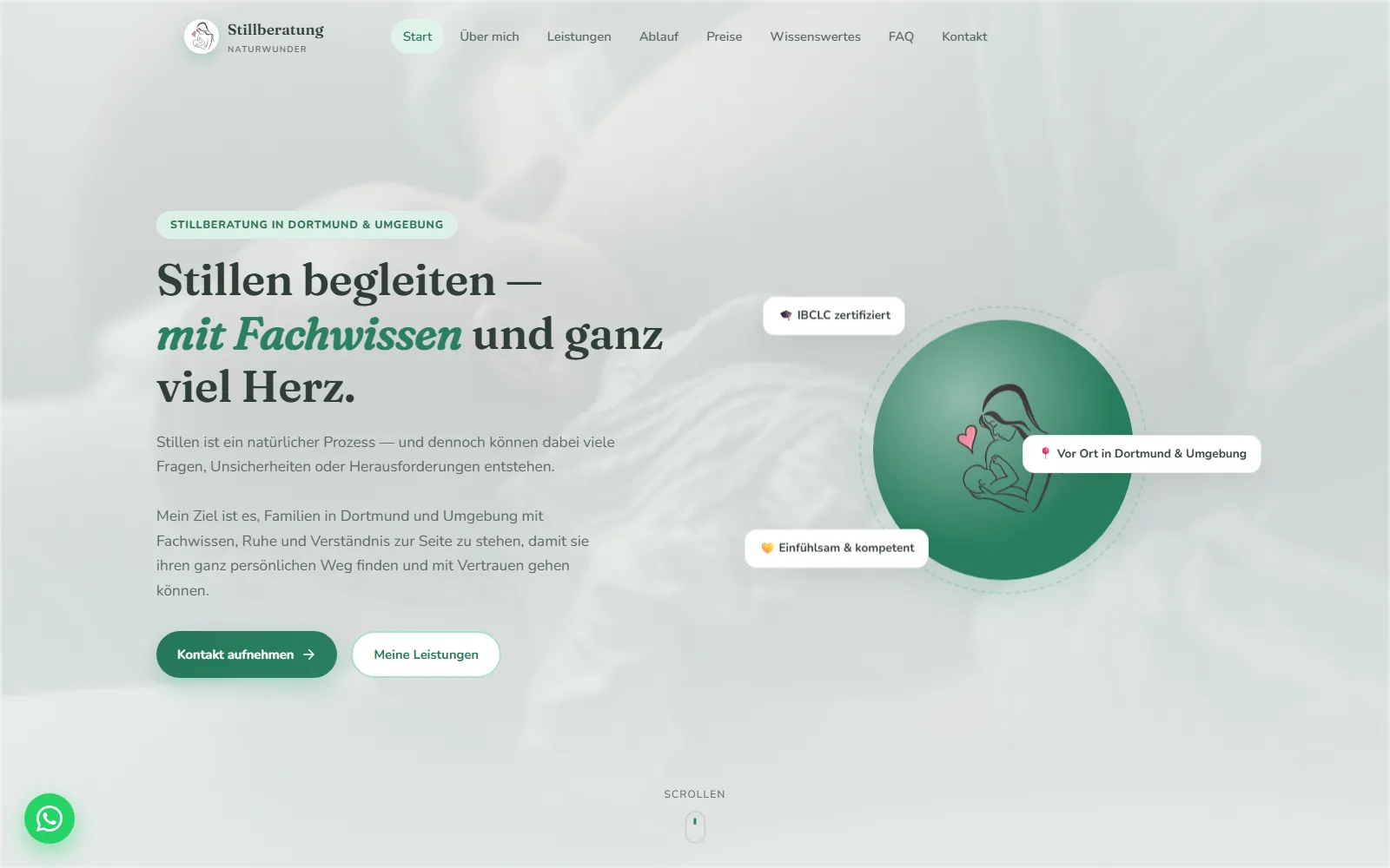 Website Stillberatung Naturwunder, Abschnitt Startseite