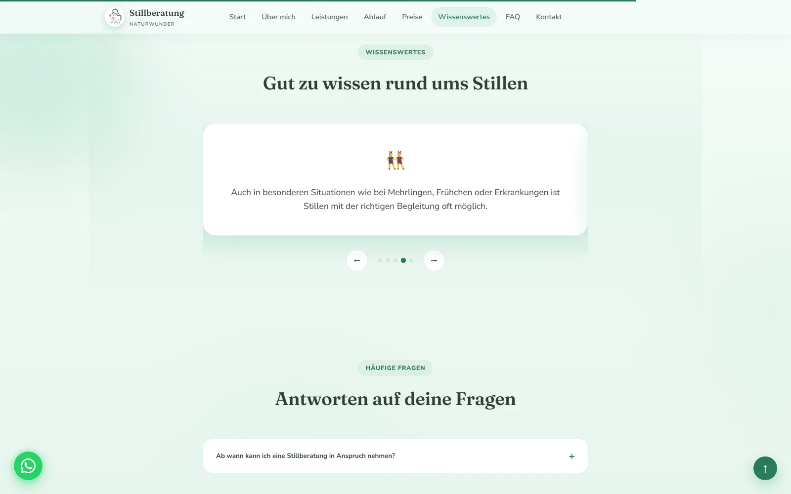Website Stillberatung Naturwunder, Abschnitt Wissenswertes